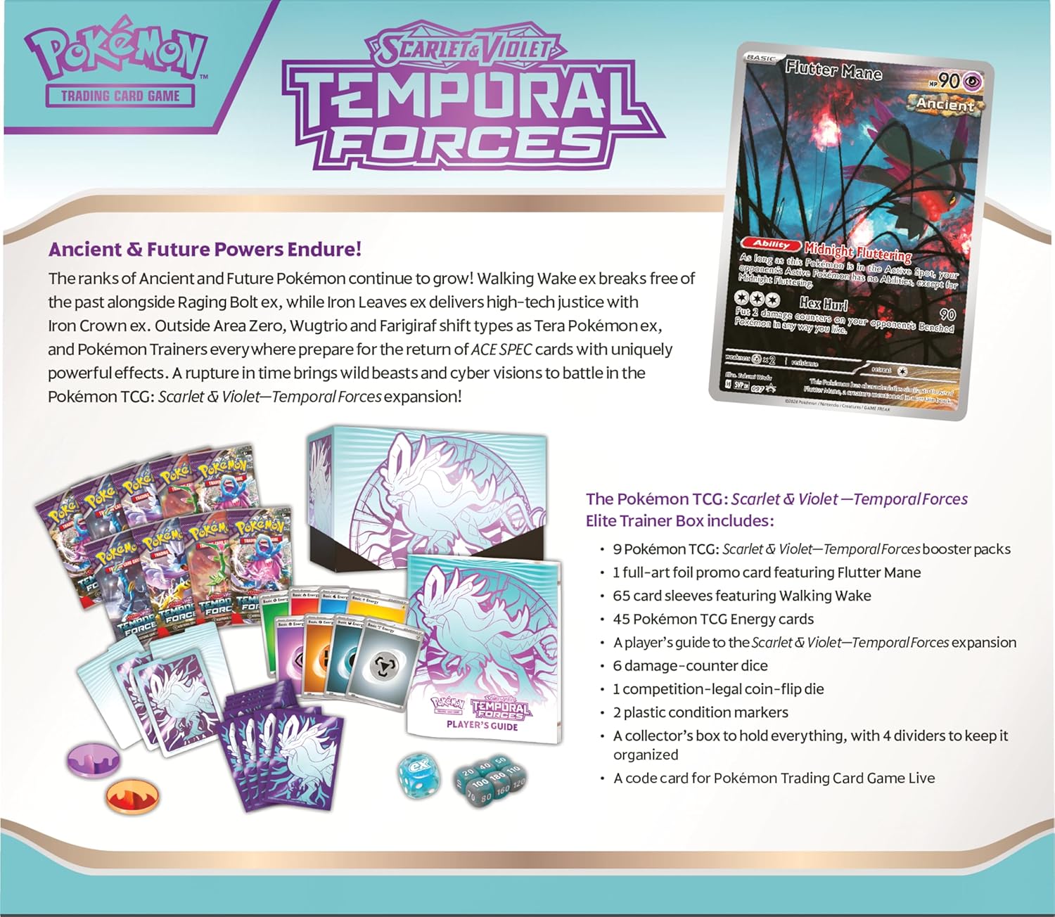 Pokemon TCG: Scarlet and Violet: Temporal Forces: Elite Trainer Box: Walking Wake - Image 3