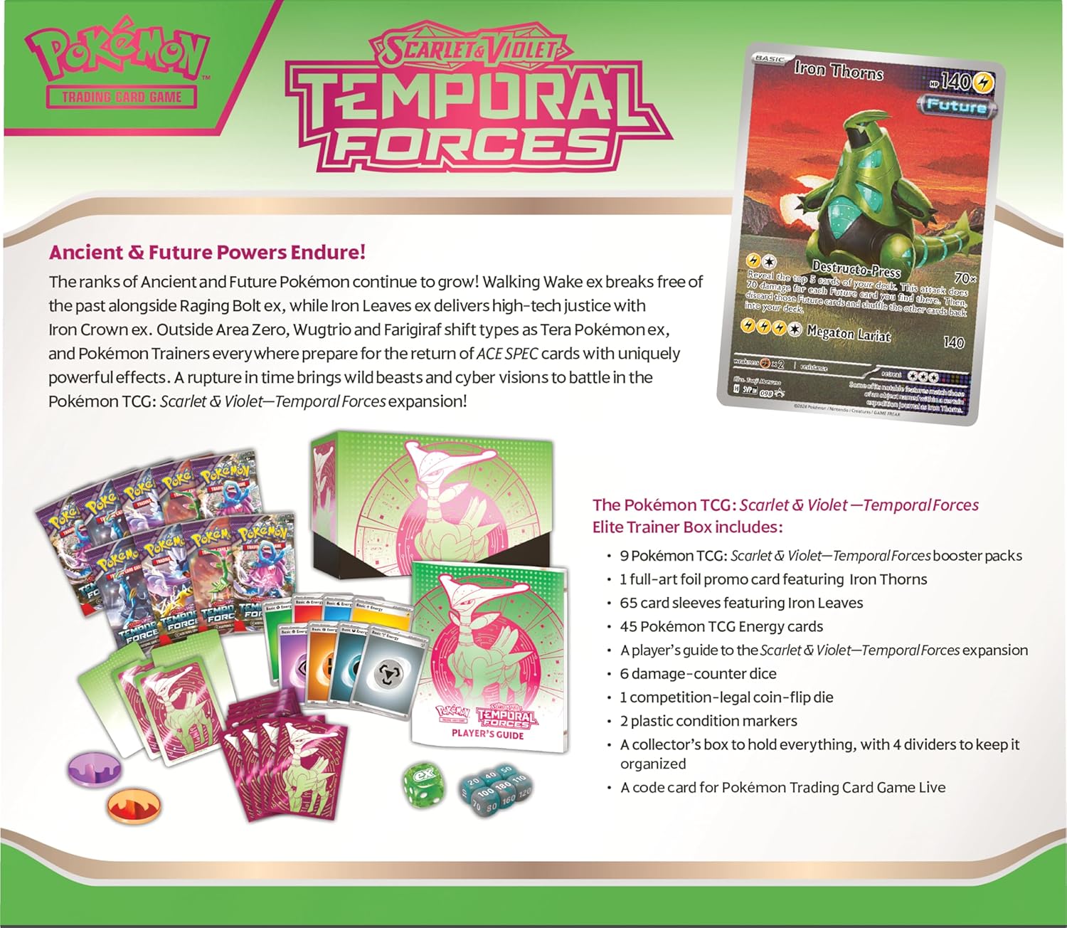 Pokemon TCG: Scarlet and Violet: Temporal Forces: Elite Trainer Box: Iron Leaves - Image 4